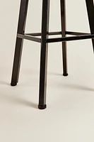 WOOD AND METAL SWIVEL BAR STOOL