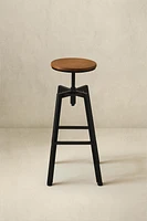 WOOD AND METAL SWIVEL BAR STOOL