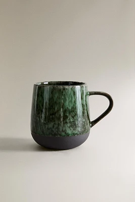 GREEN STONEWARE MUG