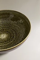 EARTHENWARE SOUP PLATE WITH SPIRAL DESIGN