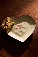 CHRISTMAS HEART STONEWARE DESSERT PLATE