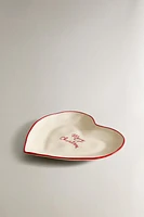 CHRISTMAS HEART STONEWARE DESSERT PLATE