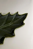 LARGE CHRISTMAS HOLLY STONEWARE SERVING DISH