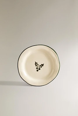 CHRISTMAS HOLLY STONEWARE SIDE PLATE