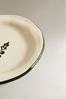 CHRISTMAS HOLLY STONEWARE SIDE PLATE