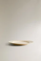 EARTHENWARE DESSERT PLATE WITH LEAVES