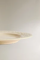 EARTHENWARE DESSERT PLATE WITH LEAVES