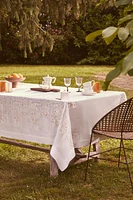 EMBROIDERED LINEN BLEND TABLECLOTH