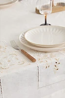 EMBROIDERED LINEN BLEND TABLECLOTH