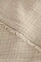 CHECKED LINEN TABLECLOTH WITH FRINGING