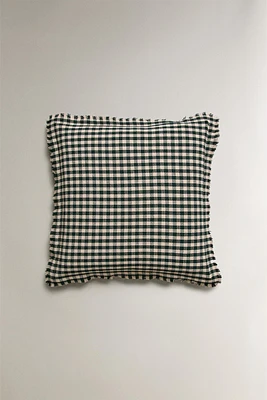 CHRISTMAS GINGHAM COTTON THROW PILLOW COVER