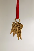 SET OF METAL LEAVES CHRISTMAS TREE ORNAMENTS (SET OF 3