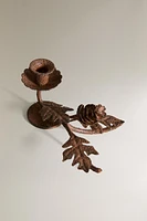 METAL CHRISTMAS CANDLESTICK WITH LEAF