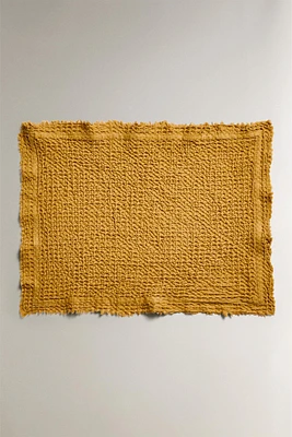 WAFFLE-KNIT COTTON BATH MAT