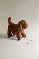 CHILDREN'S PLUSH TOY DOG WITH WHEELS