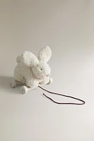 CHILDREN'S PLUSH TOY RABBIT WITH WHEELS