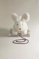 CHILDREN'S PLUSH TOY RABBIT WITH WHEELS