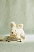 CHILDREN'S PLUSH TOY RABBIT WITH WHEELS