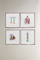 SET OF EMBROIDERED COTTON NAPKINS (SET OF 4)