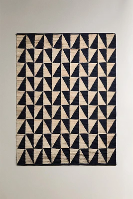 JUTE WOOL AREA RUG WITH GEOMETRIC DESIGN