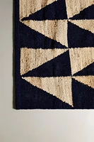 JUTE WOOL AREA RUG WITH GEOMETRIC DESIGN