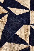 JUTE WOOL AREA RUG WITH GEOMETRIC DESIGN