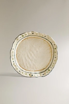 CERAMIC DINNER PLATE WITH POLKA DOT EDGE