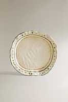 CERAMIC DINNER PLATE WITH POLKA DOT EDGE