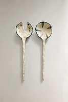 CERAMIC SALAD SERVERS SET WITH POLKA DOT LINES (SET OF 2)