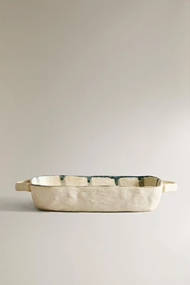 CERAMIC OVEN SERVING DISH WITH LINES