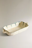 CERAMIC OVEN SERVING DISH WITH LINES