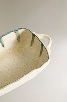 CERAMIC OVEN SERVING DISH WITH LINES