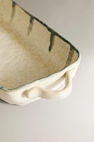 CERAMIC OVEN SERVING DISH WITH LINES