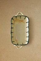 CERAMIC OVEN SERVING DISH WITH LINES