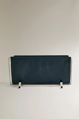 LEATHER MAGAZINE RACK WITH METAL STRUCTURE