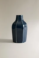 METAL VASE WITH IRREGULAR STRIPES