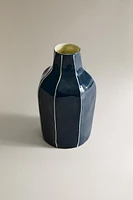 METAL VASE WITH IRREGULAR STRIPES