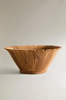 ACACIA WOOD BOWL WITH SCALLOPED EDGE