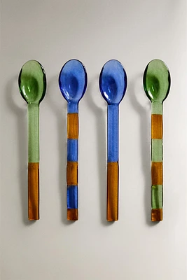 PACK OF COLORFUL BOROSILICATE GLASS DESSERT SPOONS (PACK OF 4)