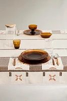 EMBROIDERED COTTON AND LINEN TABLECLOTH