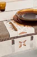 EMBROIDERED COTTON AND LINEN TABLECLOTH