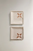 PACK OF EMBROIDERED COTTON AND LINEN NAPKINS (PACK OF 2)