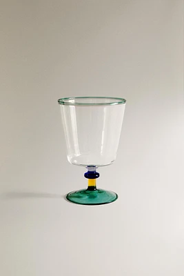 BOROSILICATE WINE GLASS WITH COLORED STEM