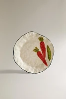 CERAMIC DESSERT PLATE WITH PLANT MOTIFS