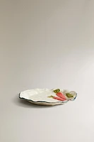 CERAMIC DESSERT PLATE WITH PLANT MOTIFS