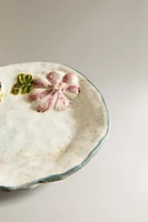 CERAMIC SIDE PLATE WITH PLANT MOTIFS