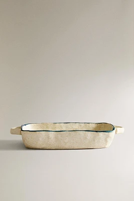 CERAMIC OVEN SERVING DISH WITH PLANT MOTIFS