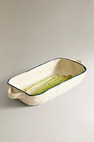 CERAMIC OVEN SERVING DISH WITH PLANT MOTIFS