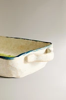 CERAMIC OVEN SERVING DISH WITH PLANT MOTIFS