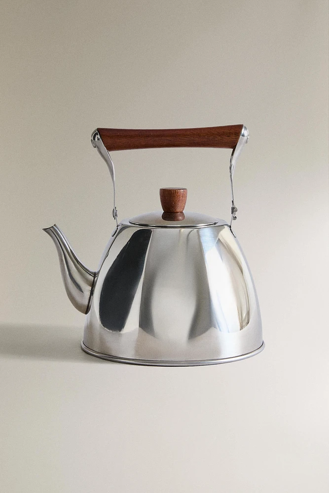 STEEL TEAPOT WITH ACACIA WOOD DETAILS